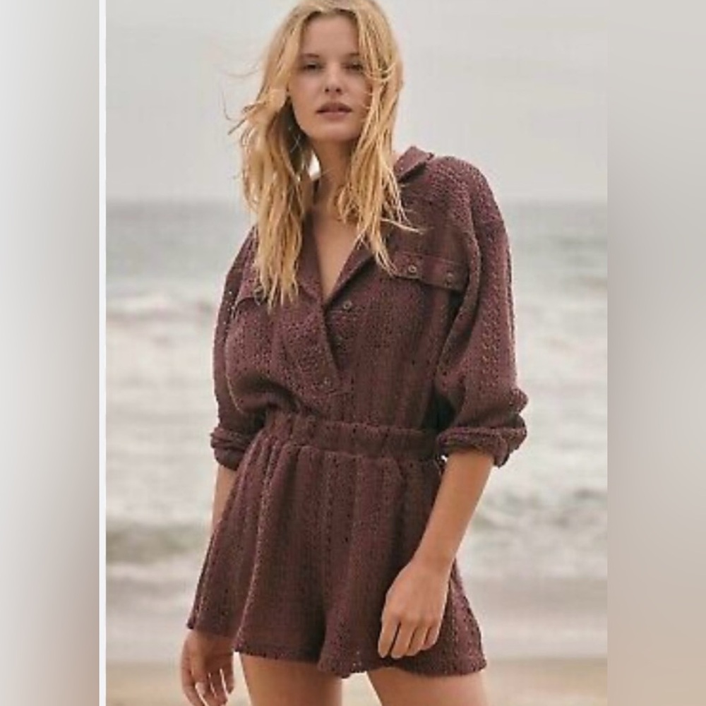 NWOT Free People Beach Ryan Romper in Plum Size Small